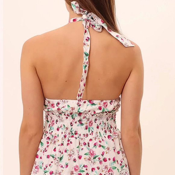 NWT BB Dakota Halter Mini Strawberry Bliss Dress size M - Picture 5 of 10